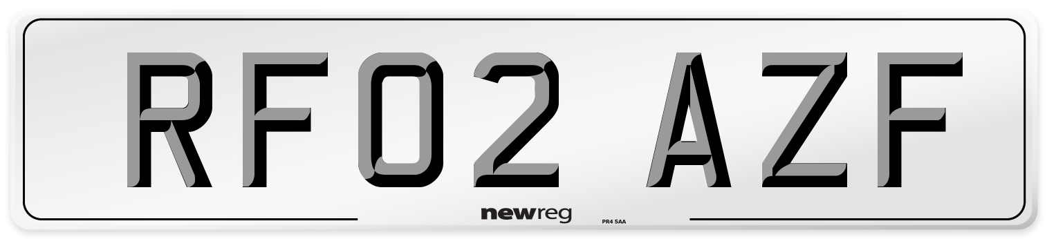 RF02 AZF Number Plate from New Reg